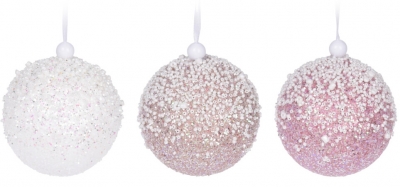 Vianočné gule s drobnými korálkami 8 cm - rôzne farby